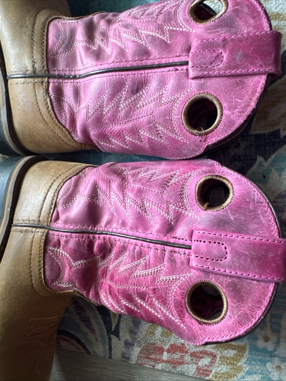 Shyanne- Kids Pink Western Pull-On Boots Sz 1